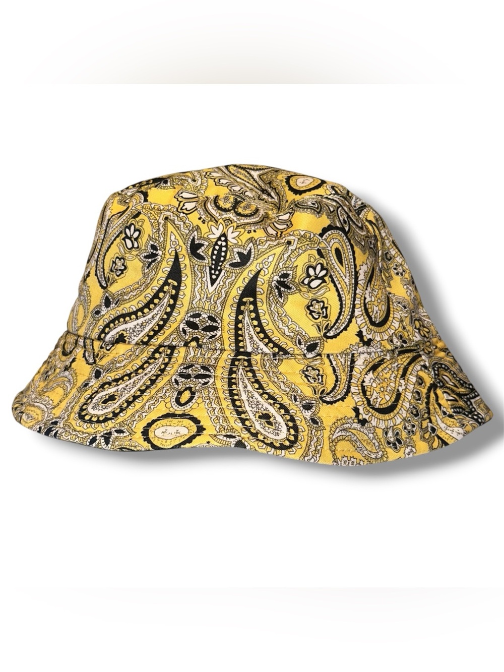 Yellow & Black Paisley Reversible Bucket Hat